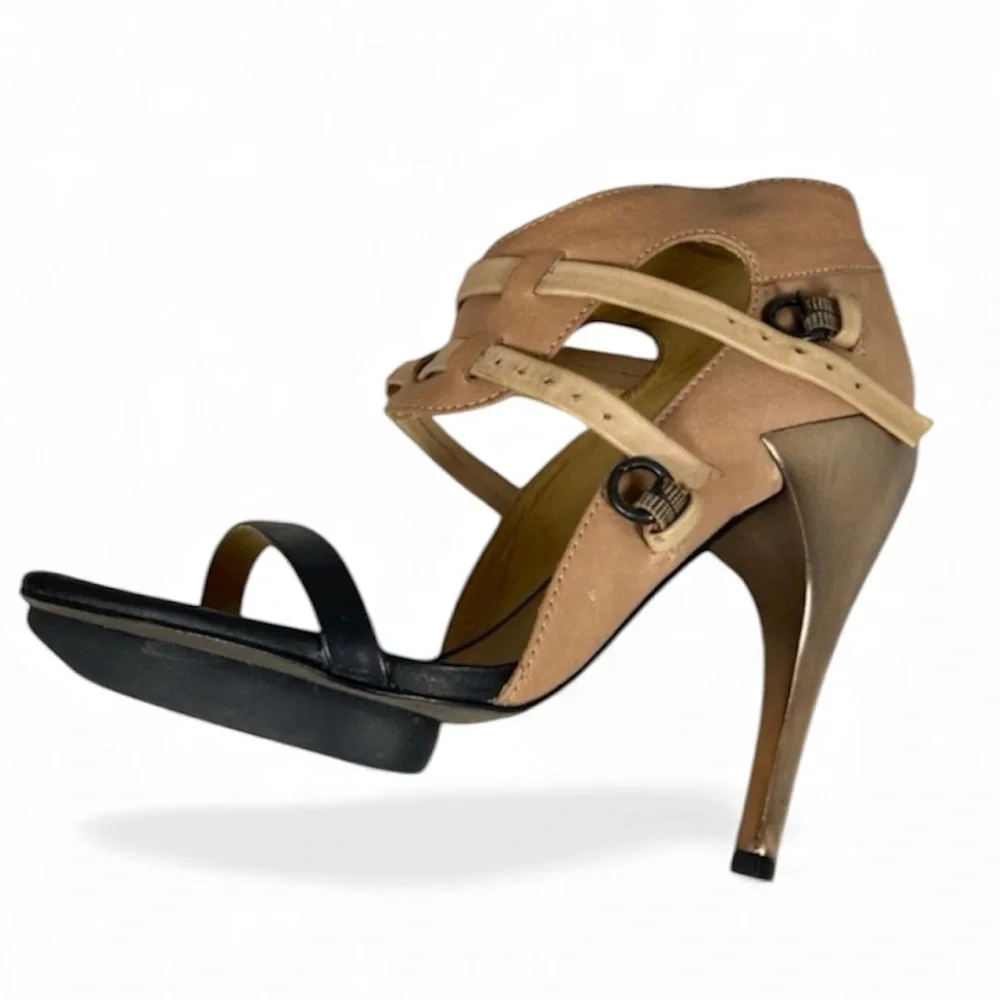 AllSaints Spitalfields Jacks Place high-heel sandals leather & metallic stiletto